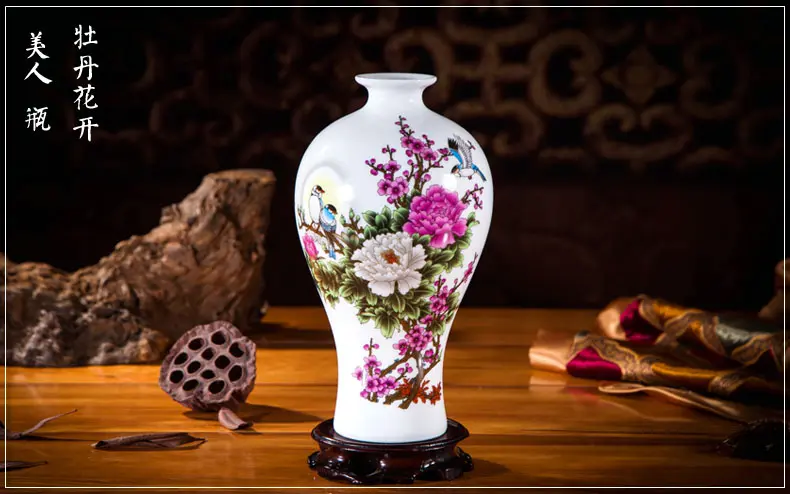 Ceramics Vase for Home Furnishing Decoration, Crafts, Palace Table, Fake Flower Pot, Ornaments, Florero Flower Vase, High 23 cm
