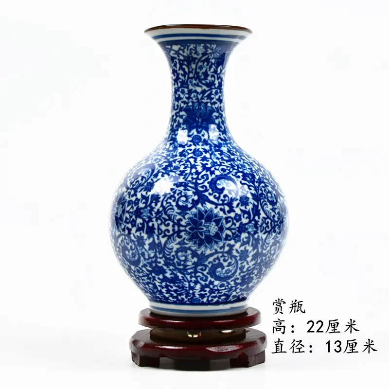 Ceramics Blue White Porcelain Flower Vase Ornaments Home Livingroom Decoration Study Room Furnishing Crafts floreros florero