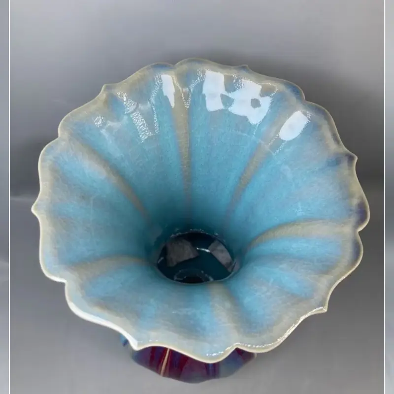 Ceramic Vase Ornamental vase Handicrafts Jun Porcelain Has Ice Cracks Open Pieces Of Under-glaze Bubbles High 25.5 cm