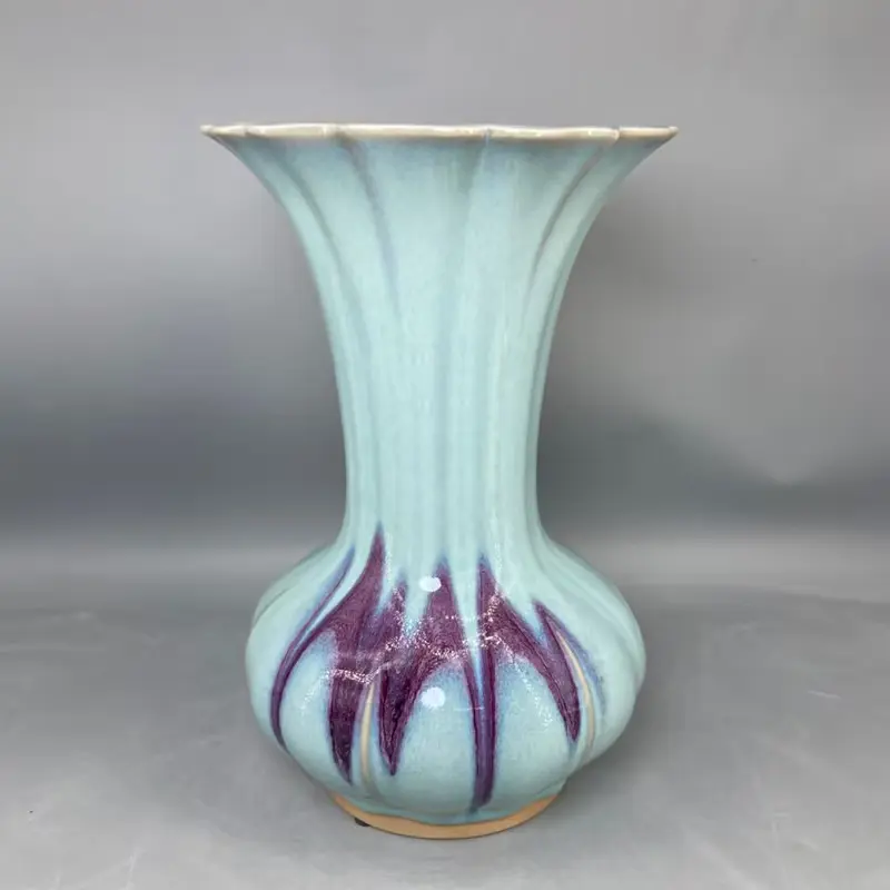 Ceramic Vase Ornamental vase Handicrafts Jun Porcelain Has Ice Cracks Open Pieces Of Under-glaze Bubbles High 25.5 cm