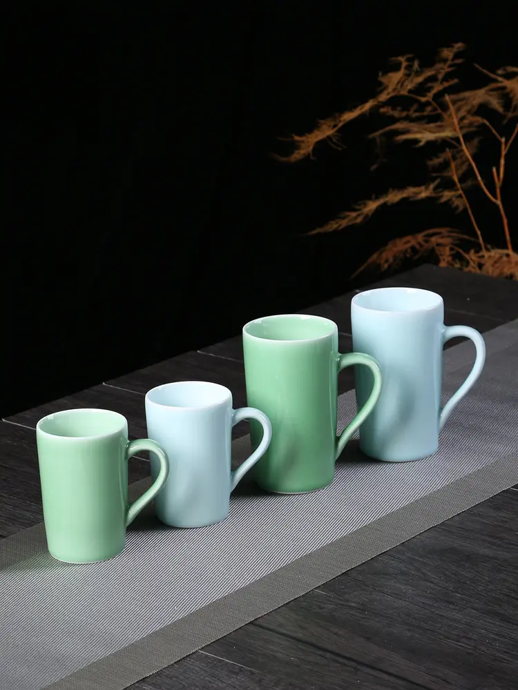 Celadon tea cup ceramic mug draft beer cup beer steins household glass with handle coffee cup drinkware mug tazas de café taza