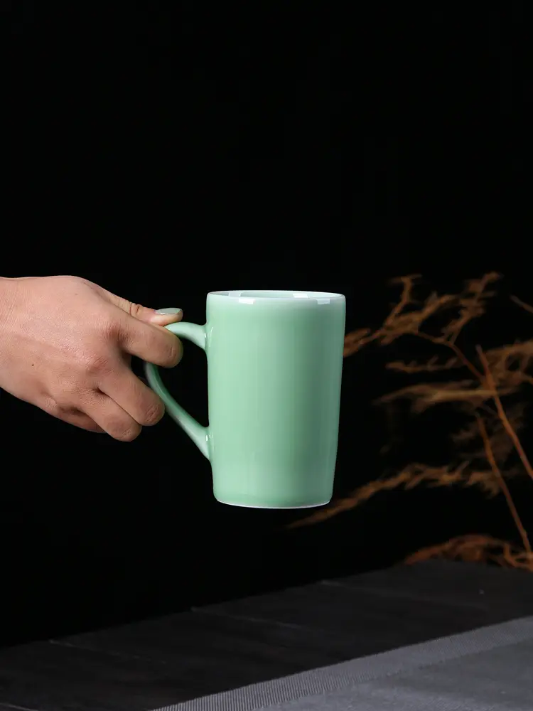 Celadon tea cup ceramic mug draft beer cup beer steins household glass with handle coffee cup drinkware mug tazas de café taza