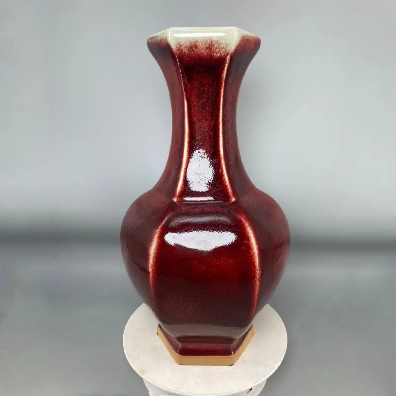 ceramic vase hexagonal porcelain vase Jun porcelain appreciation bottle High 35 cm floreros flower vase room decor home