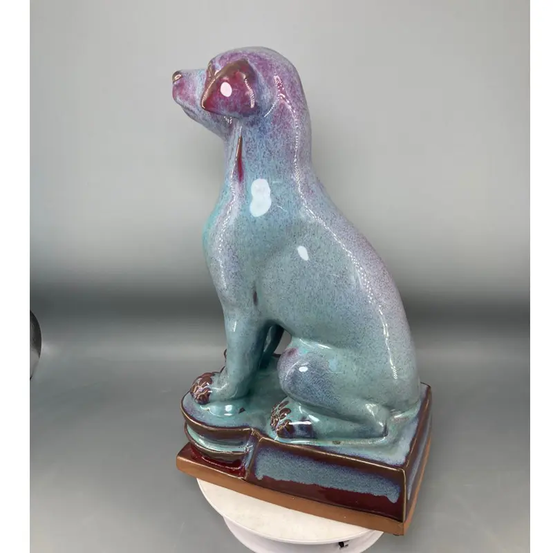 Jun porcelain ceramic dog statue sculpture indoor crafts ornaments