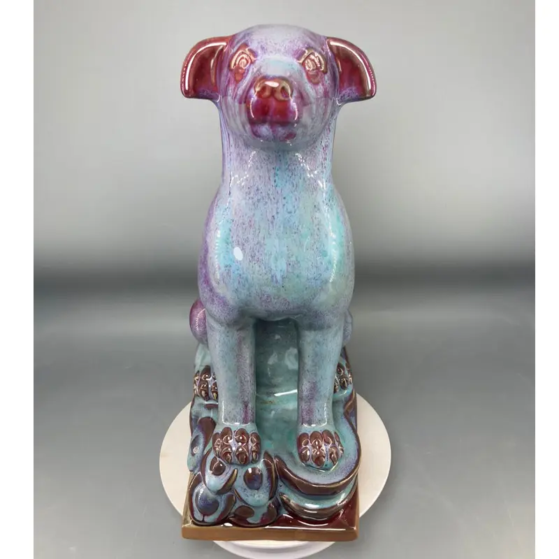 Jun porcelain ceramic dog statue sculpture indoor crafts ornaments