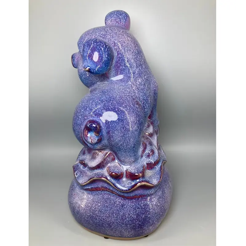 Ceramic Pig Sculpture Crafts, Purple Snow Glaze, Water Jun, Porcelain Ornaments, High 33 cm