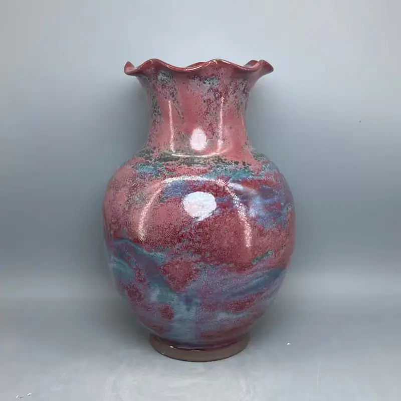 Porcelain Flower Vase for Home Decoration, Ceramic Vase, Jun Porcelain Flower Bottle, Room Decor, 35 cm High