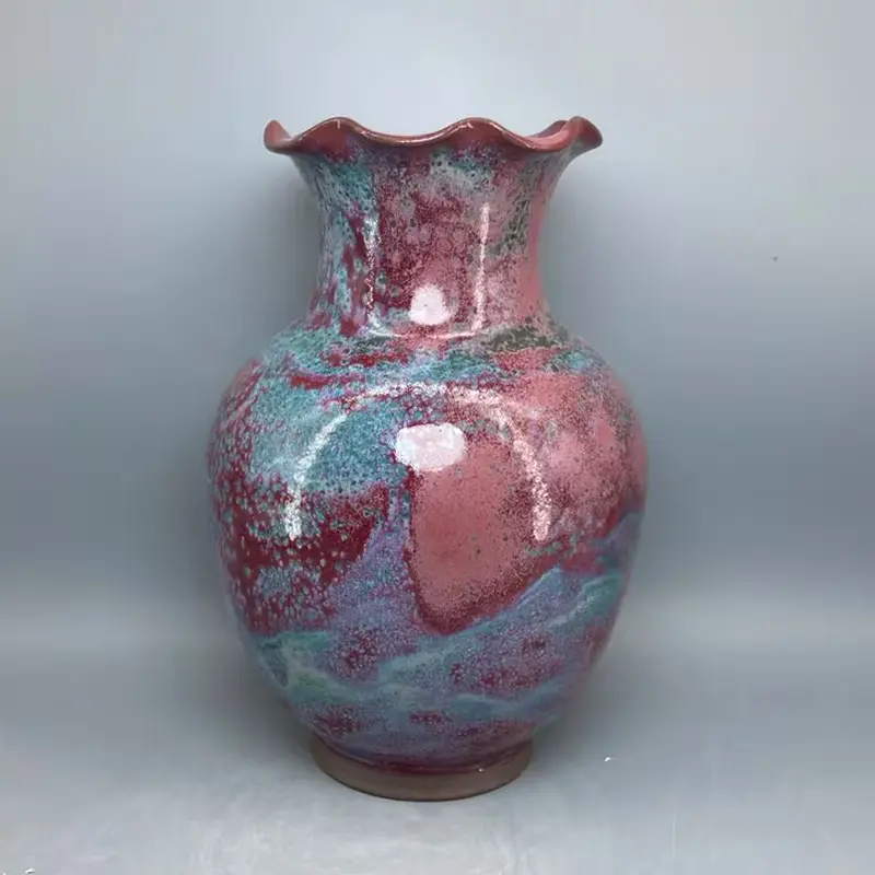 Porcelain Flower Vase for Home Decoration, Ceramic Vase, Jun Porcelain Flower Bottle, Room Decor, 35 cm High