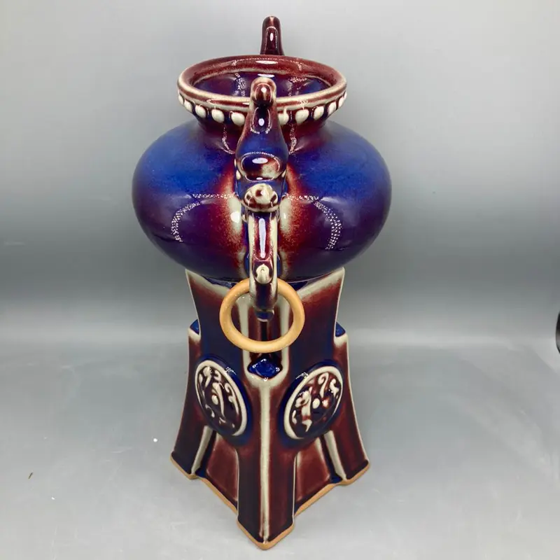 Ancient coin vase Ceramic vase ornamental vase handicrafts Jun porcelain has ice cracks open pieces