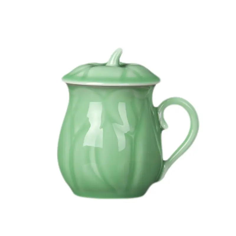 Celadon office tea cup lotus leaf with lid cup water cup tea cup tea drinking cup coffee cup