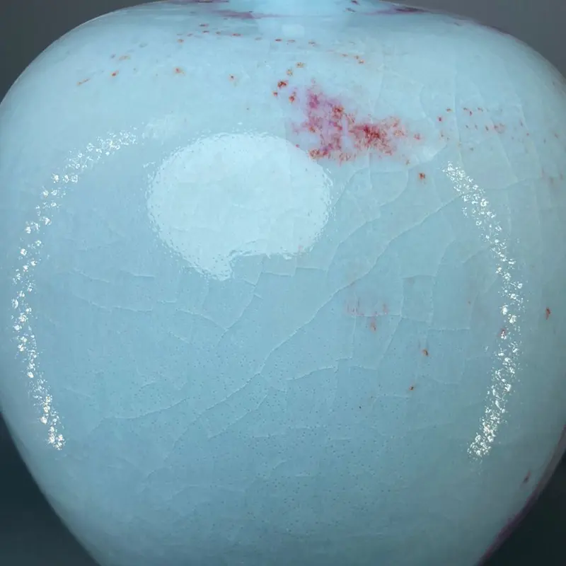 Flower Vase with Small Mouth and Big Belly, Porcelain Decoration, Ice Crack, Jun China Decoration, 35 cm