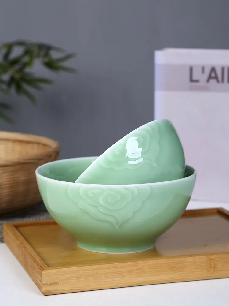 Celadon eating bowl noodle bowl household tableware Xiangyun Bowl set ceramic bowl