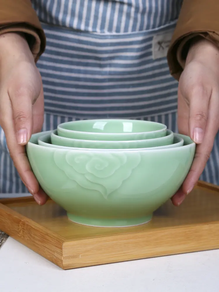 Celadon eating bowl noodle bowl household tableware Xiangyun Bowl set ceramic bowl