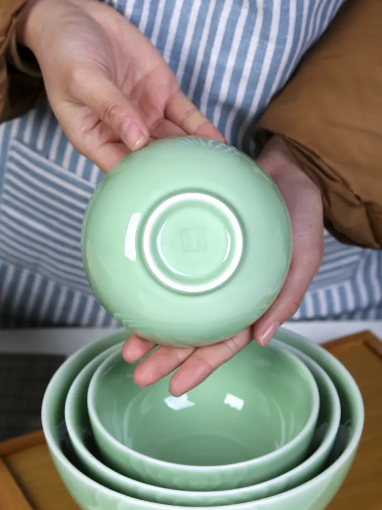Celadon eating bowl noodle bowl household tableware Xiangyun Bowl set ceramic bowl
