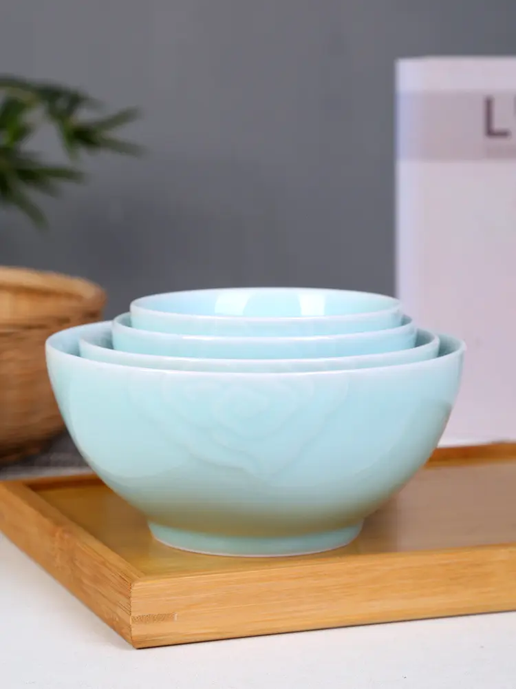 Celadon eating bowl noodle bowl household tableware Xiangyun Bowl set ceramic bowl