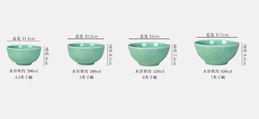 Celadon eating bowl noodle bowl household tableware Xiangyun Bowl set ceramic bowl