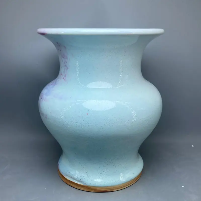 Large mouth porcelain vase Jun porcelain decoration bottle interior decoration ice crack open slice ore glaze water Flower Vase