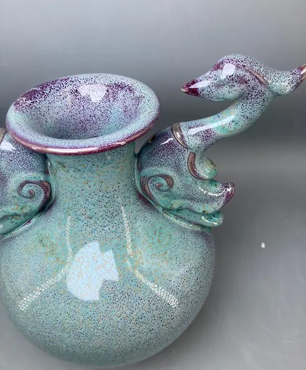 Potbelly bottle Ceramic vase ornamental vase handicrafts Jun porcelain has ice cracks open pieces of under-glaze bubbles