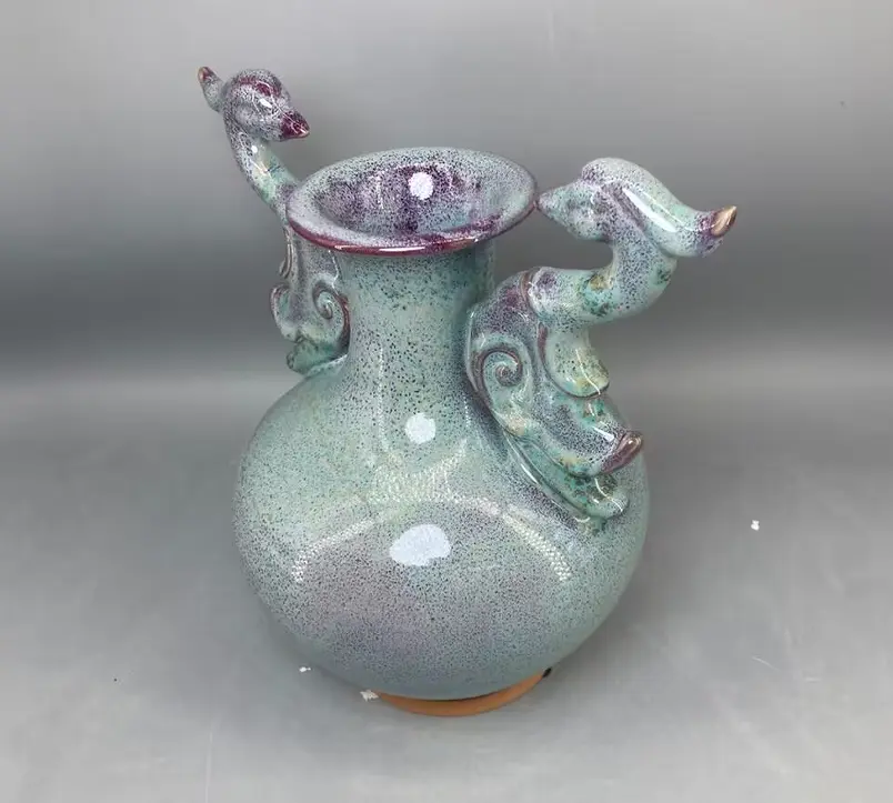 Potbelly bottle Ceramic vase ornamental vase handicrafts Jun porcelain has ice cracks open pieces of under-glaze bubbles