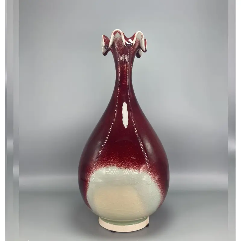 Red Porcelain Flower Vase for Home Decoration, Porcelain Flower Vase, 34 cm High