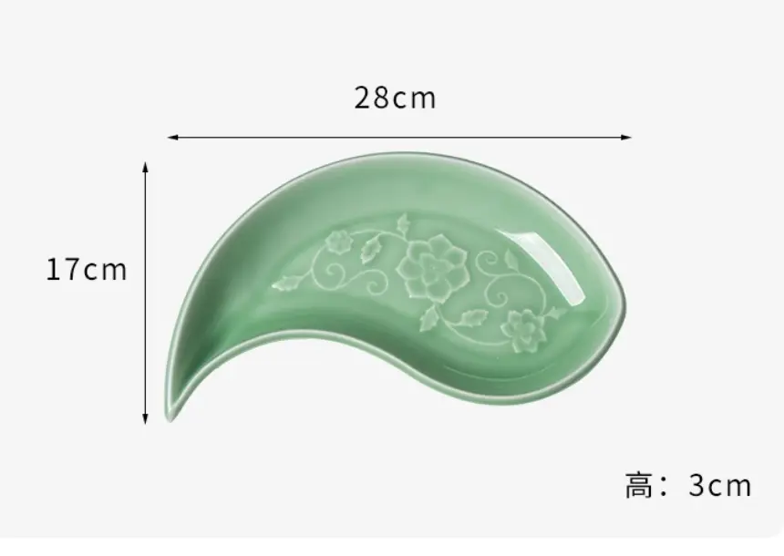 Celadon tableware for home plate plate plate ceramic chinoiserie creative dinner plate fish plate steamed fish stepless platter
