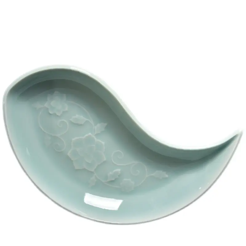 Celadon tableware for home plate plate plate ceramic chinoiserie creative dinner plate fish plate steamed fish stepless platter