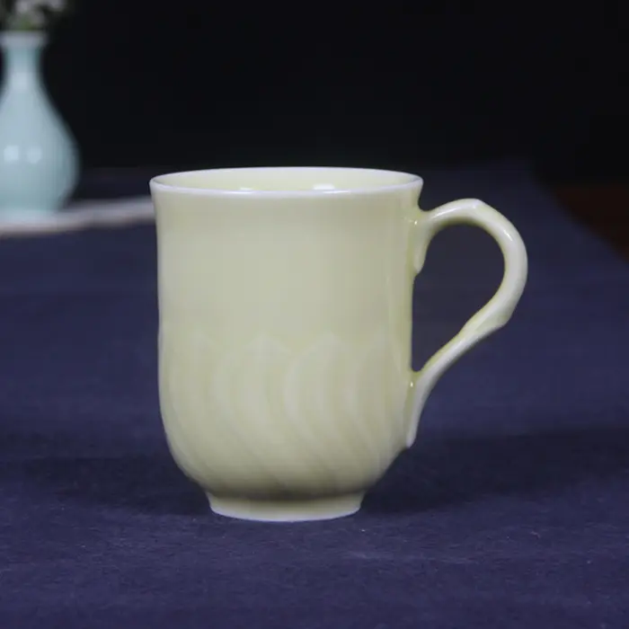 Ceramic water cup tea cup celadon handmade lotus coffee cup casual cup ceramic office cup translucent couple cup single cup