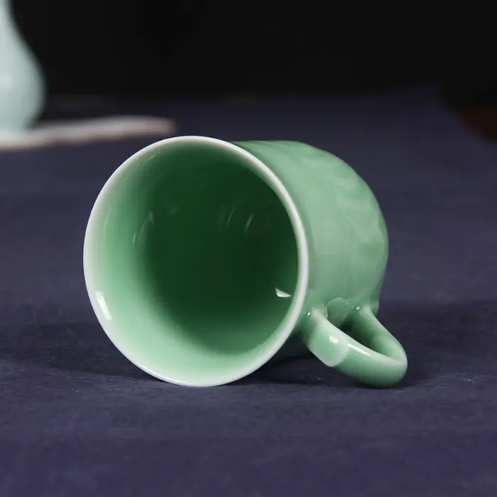 Ceramic water cup tea cup celadon handmade lotus coffee cup casual cup ceramic office cup translucent couple cup single cup