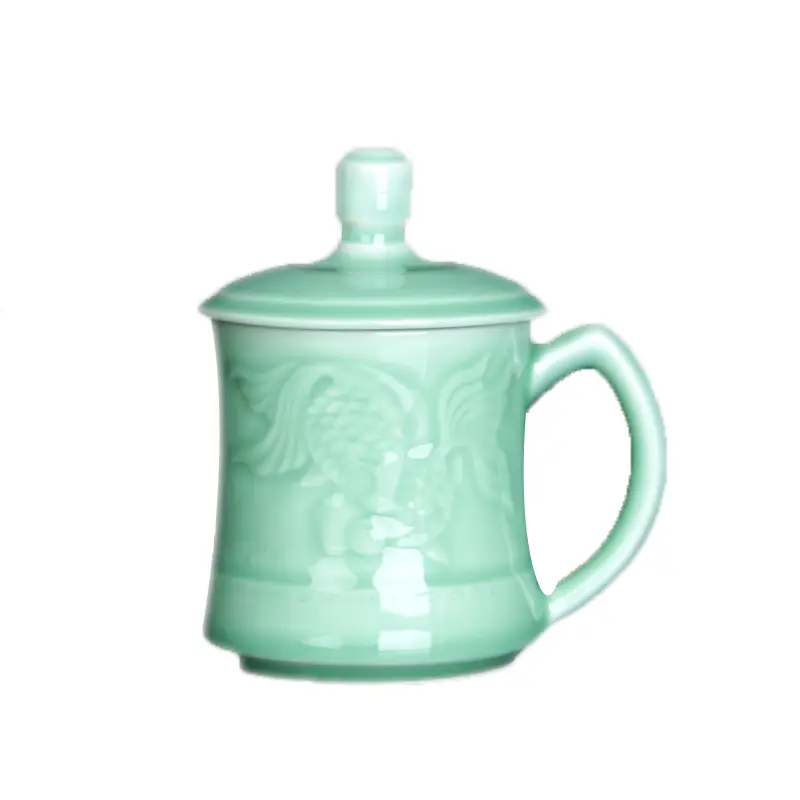 Ceramic and celadon office Cup with cover water Cup goldfish tea cup tea-making sets porcelain coffee cup