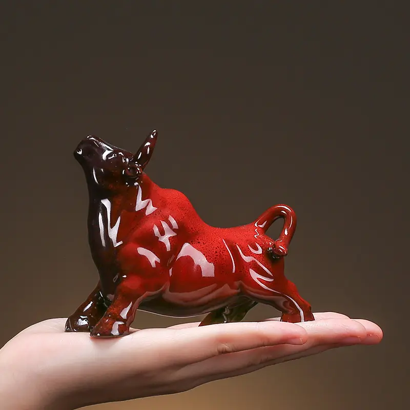 Awesome statue sculpture small ceramic ornaments Chinese Household Office boss desktop cow decorations