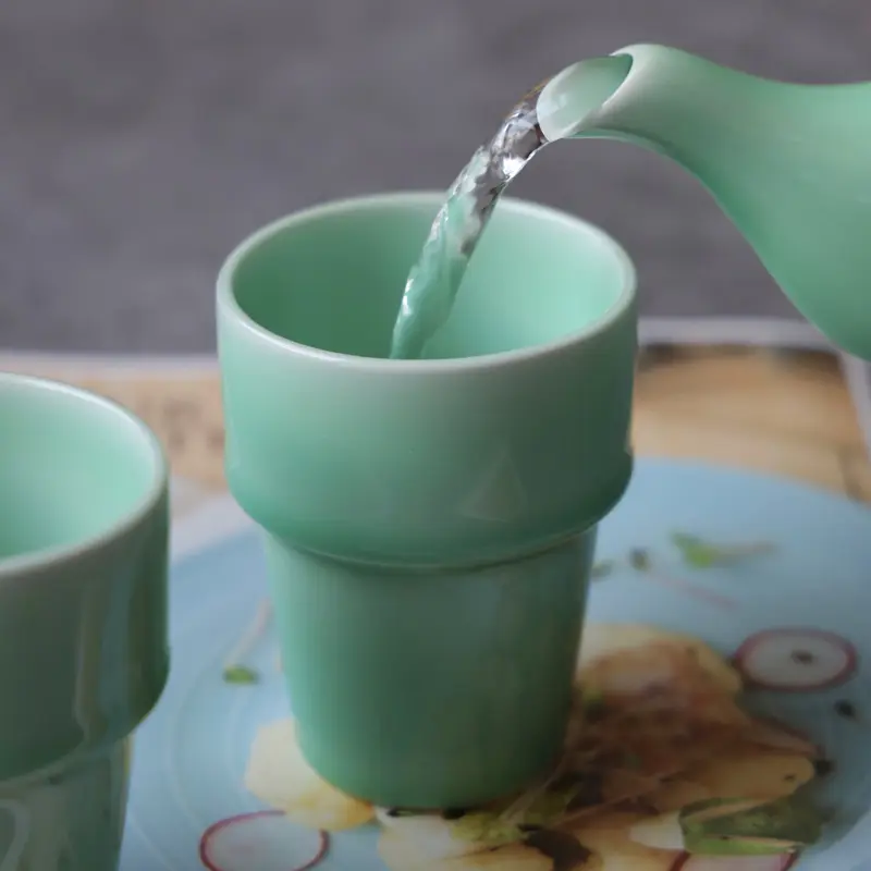 Ceramic water cup coffee cup celadon stacked cup tea cup 210ml water cup office cup hotel restaurant tea cup for home mouth cup