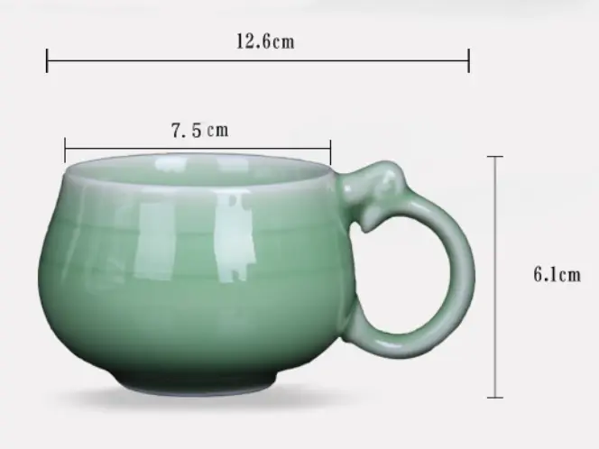Celadon water cup six-color coffee cup ceramic tea cup creative cup milk tea petty bourgeoisie cup ruyi cup