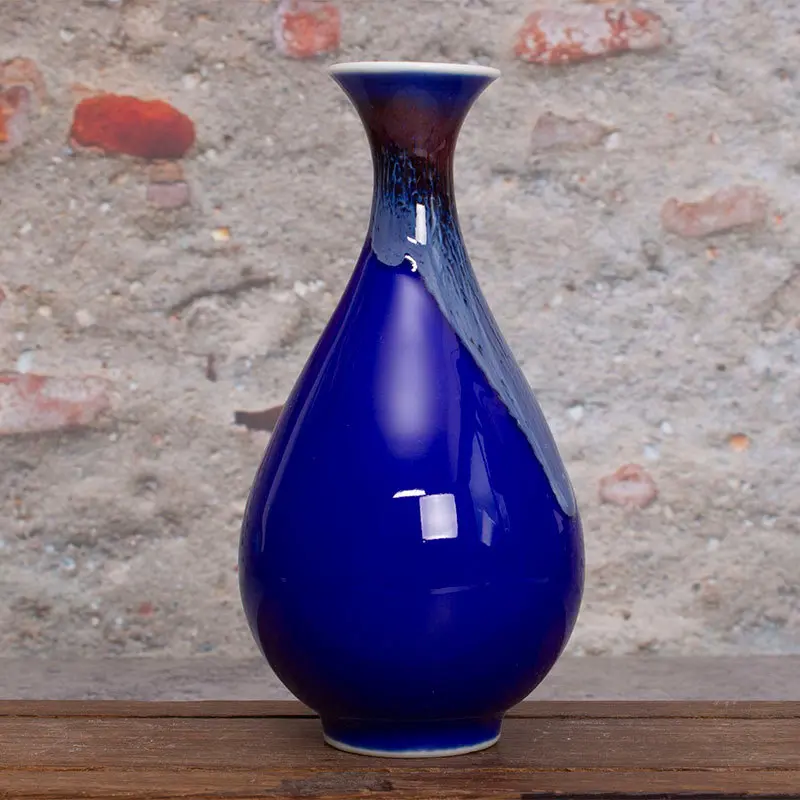 Small Ceramic Vase,Crack Glaze Kiln, Blue Glaze, Fresh Curio Shelf Ornaments, Gift Decoration Vases, Room Home Decor, Florero