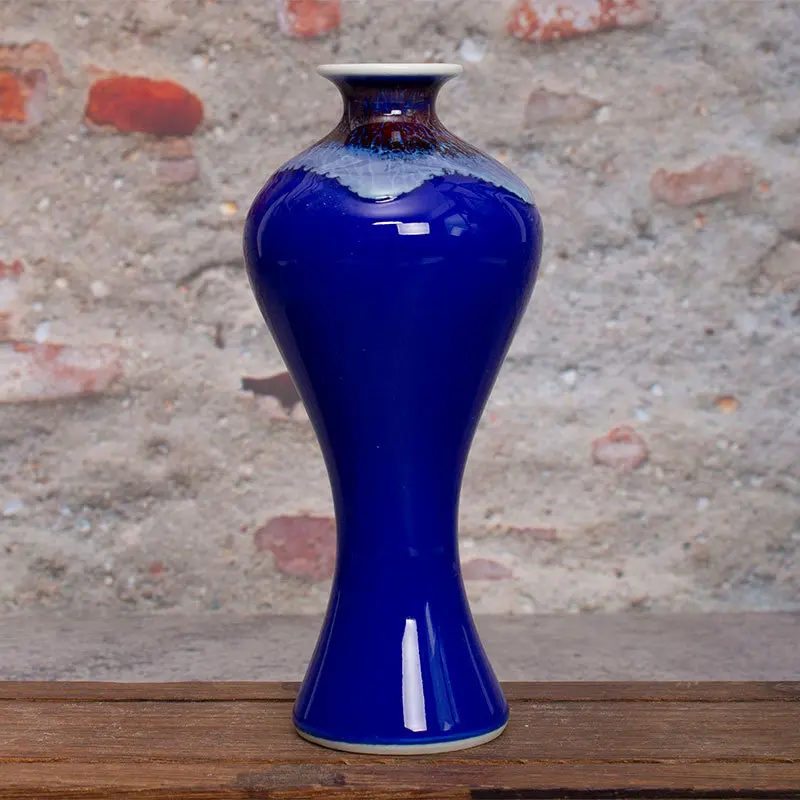 Small Ceramic Vase,Crack Glaze Kiln, Blue Glaze, Fresh Curio Shelf Ornaments, Gift Decoration Vases, Room Home Decor, Florero
