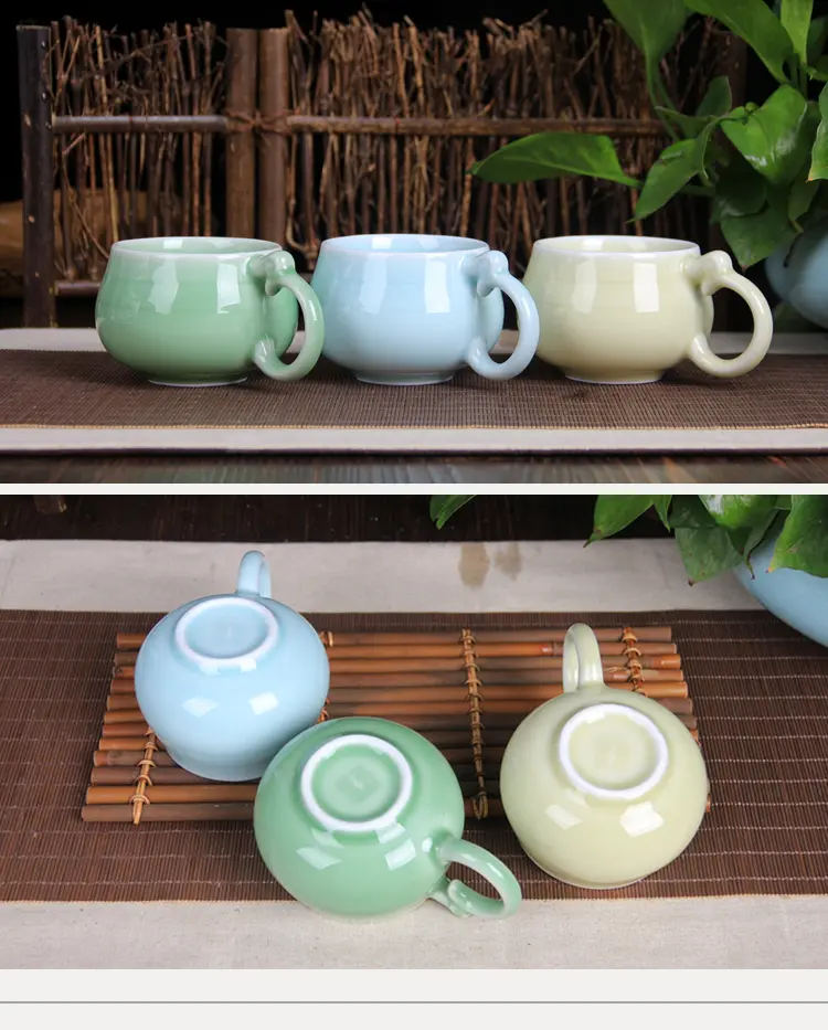 Celadon water cup six-color coffee cup ceramic tea cup creative cup milk tea petty bourgeoisie cup ruyi cup