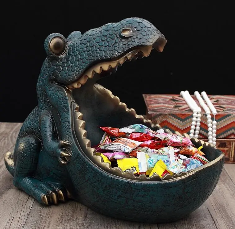 Big Mouth Dinosaur Figurine, Storage Box, Home Decoration, Ornamental Resin Art Sculpture, Home Decor Gift