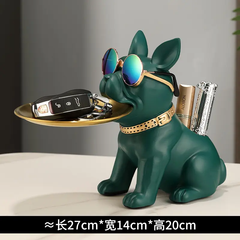 French dog fighting tray decoration statue sculpture crafts light luxury high-end living room decorations
