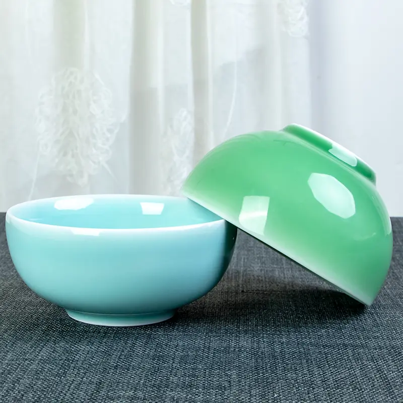 Celadonfor homechinoiserie eating bowl tableware small single porridge bowl ceramic bowl rice bowl pure color bowl
