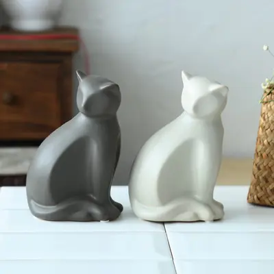 Ceramic Crafts Mini Cat Animal Statue Model Desktop Decoration Home Decor Ornaments Birthday Gift Festivals Present