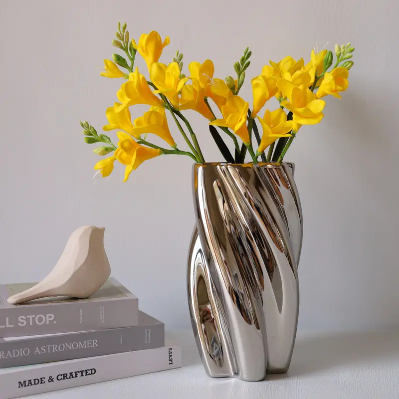 1pc Creative Abstract Hydroponics Vase, Ceramic Crafts, Home Decoration, Living Room, Bedroom, Study, Office, Green Plants