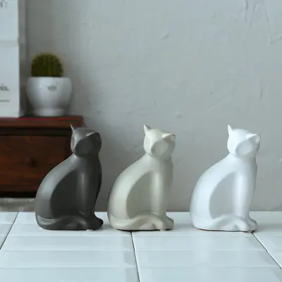 Ceramic Crafts Mini Cat Animal Statue Model Desktop Decoration Home Decor Ornaments Birthday Gift Festivals Present