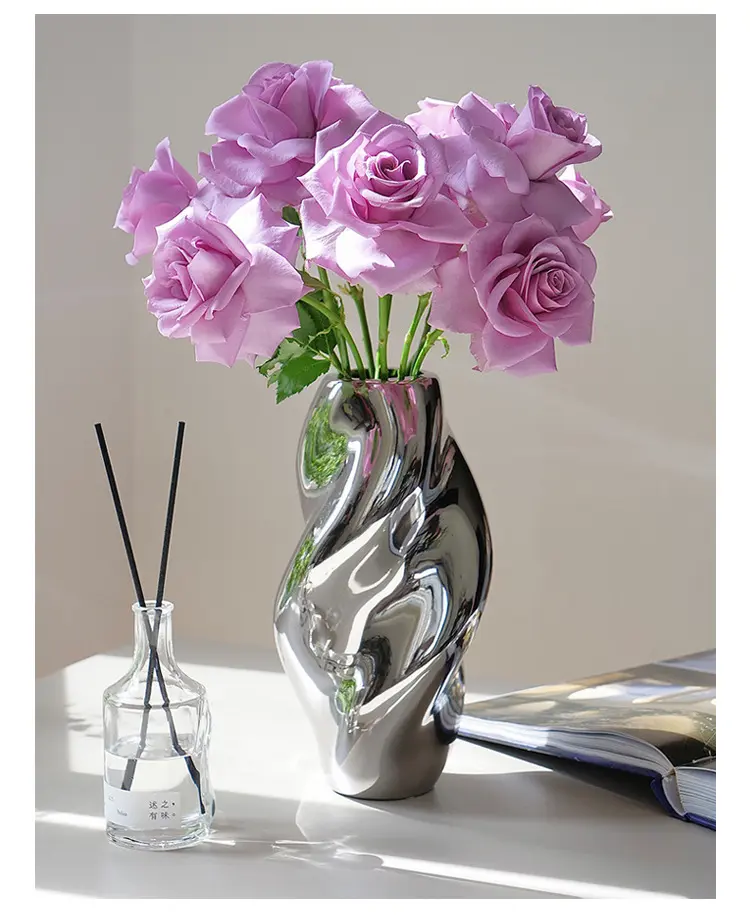 1pc Creative Abstract Hydroponics Vase, Ceramic Crafts, Home Decoration, Living Room, Bedroom, Study, Office, Green Plants