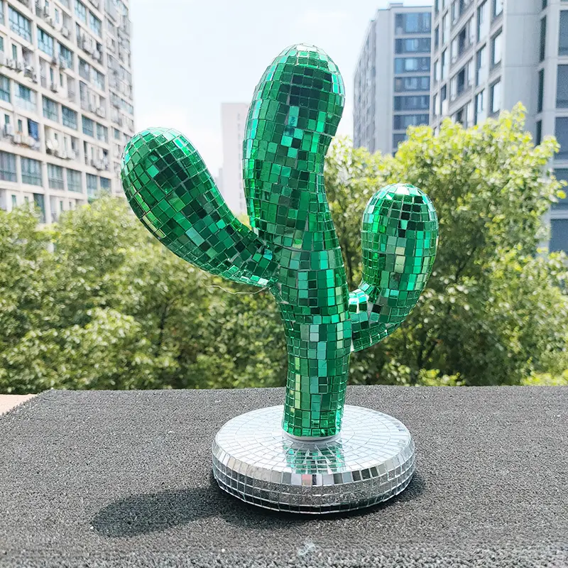 1PC Home Festival Decoration Retro Disco Cactus Ornament Creative Living Room Color Lens Handmade Crafts Small Gifts For Friends