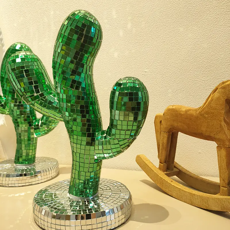 1PC Home Festival Decoration Retro Disco Cactus Ornament Creative Living Room Color Lens Handmade Crafts Small Gifts For Friends