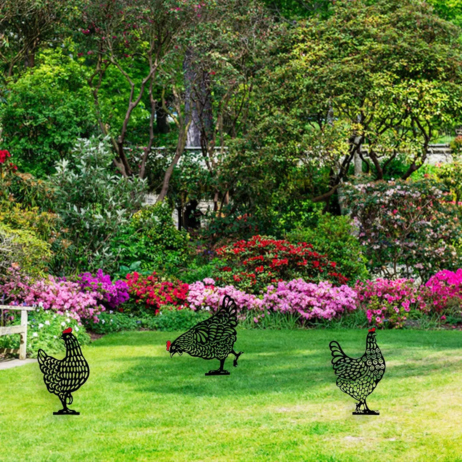 Chicken Yard Art Rooster Hen Silhouette Yards Stake Handheld Animal Toys Decorations Hollow Lifelike Hen Ornament Lawn Floor