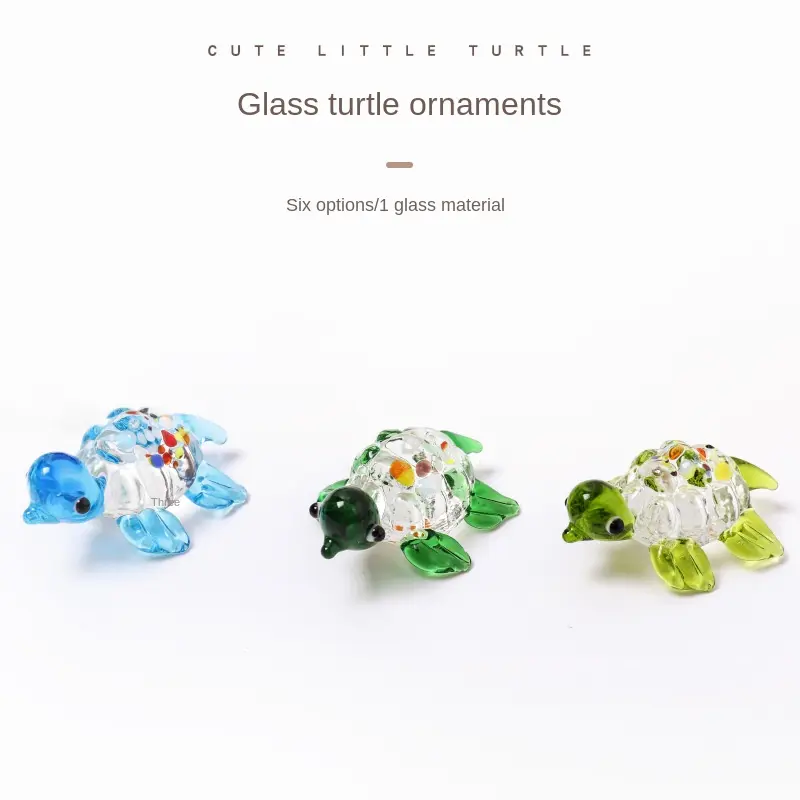 6PCSFashion Colorful Sea Turtle Figurines High Borosilicate Glass Sea Turtle Sea Animal Collectibles Tiny Turtle Glass Ornaments