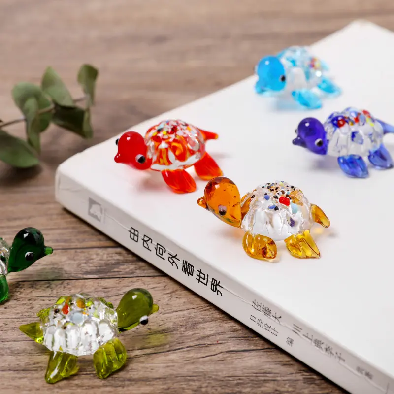 6PCSFashion Colorful Sea Turtle Figurines High Borosilicate Glass Sea Turtle Sea Animal Collectibles Tiny Turtle Glass Ornaments