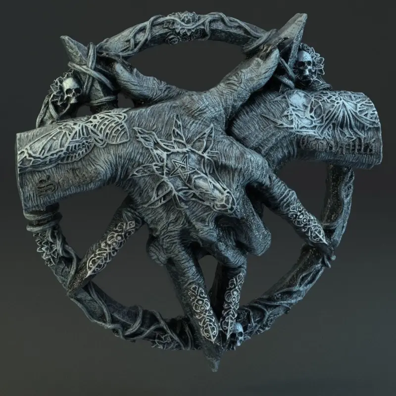 Pentagram Claw  Hand Free Standing Plaque Devil HandInverted Pentagram Star Hanging Wall Deco Halloween living room decorations