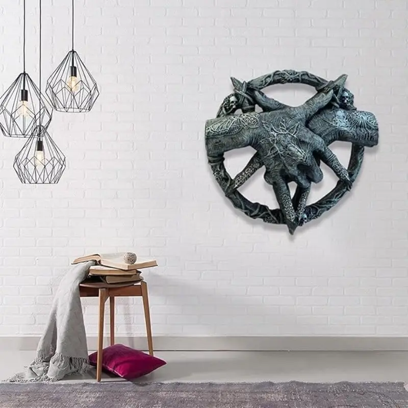 Pentagram Claw  Hand Free Standing Plaque Devil HandInverted Pentagram Star Hanging Wall Deco Halloween living room decorations