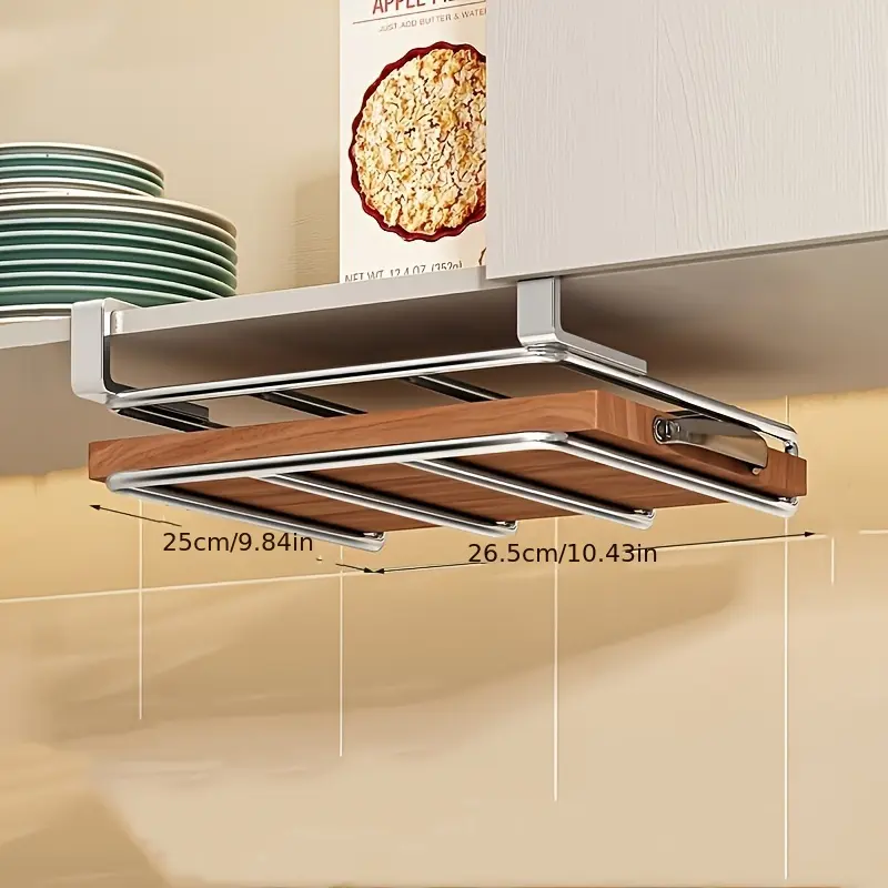Under Cabinet Cutting Board Holder Stainless Steel Polished Cutting Board Rack Punch-free Smooth Cutting Board Hanger Board